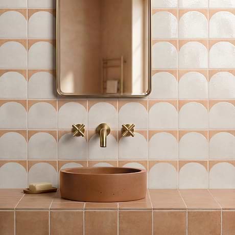 Essa Deco White 6x6 Terracotta Look Polished and Matte Porcelain Tile