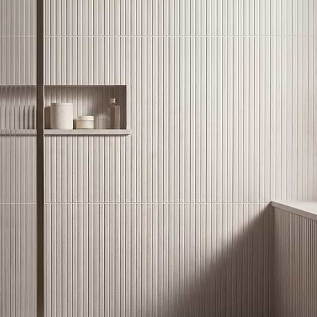 Kenridge Ribbon White 24x48 Wood Look Matte Fluted Porcelain Tile