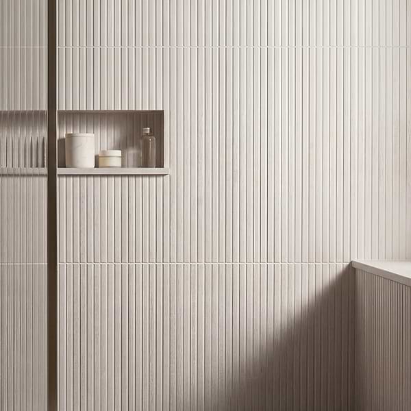 Kenridge Ribbon White 24x48 Wood Look Matte Fluted Porcelain Tile