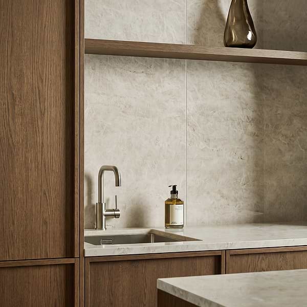 Grand Taj Mahal Pearl Beige 24x48 Stone Look Polished Porcelain Tile in Beige, View 2, open zoomed image