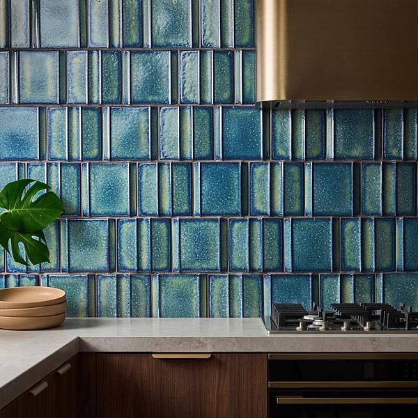 Kinro Ocean Blue 6x6 Metallic Look Matte Porcelain Tile in Blue, View 2, open zoomed image