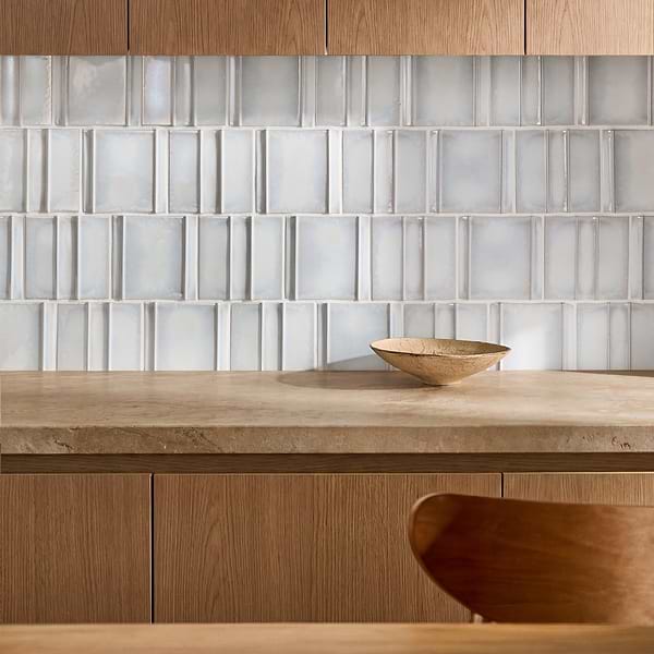 Kinro Winter White 6x6 3D  Crackled Glossy Porcelain Tile in White, View 2, open zoomed image