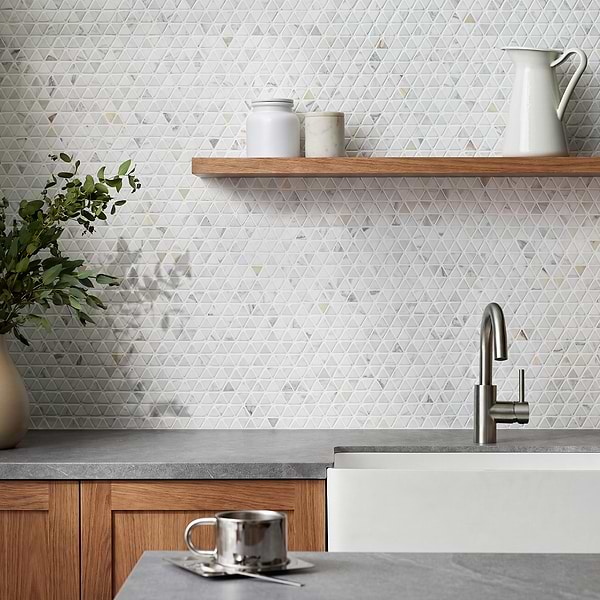 Aspekt Calacatta Triangle Honed Marble Mosaic Tile