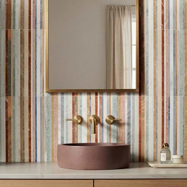 Isla Sunset Multicolor 16x16 Polished Marble Mosaic Tile