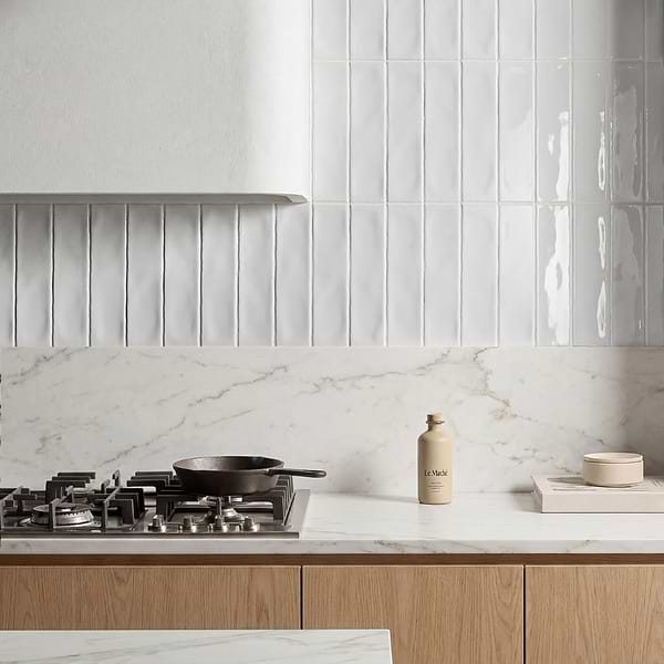 Lancaster Bianco White 3x12 Polished Ceramic Subway Wall Tile