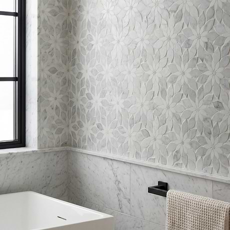 Waterjet Marble Tile for Backsplash,Kitchen Wall,Bathroom Wall,Shower Wall,Shower Floor,Outdoor Wall