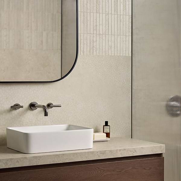 Corretta Wave Sand Beige 24x48 Semi-Polished Porcelain Tile in Sand, Beige, View 2, open zoomed image