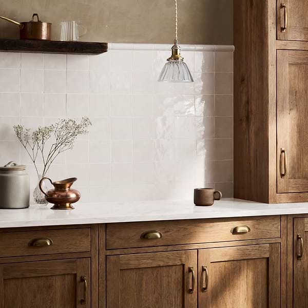 Zelora Cloud White 4x4 Zellige Look Glossy Ceramic Tile