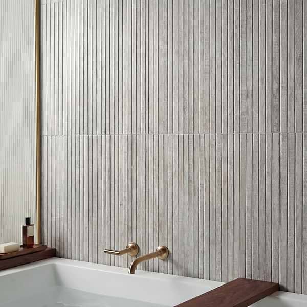 Kenridge Ribbon Gray 24x48 Wood Look Matte Fluted Porcelain Tile