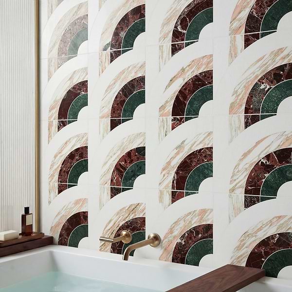 Elizabeth Sutton Arc Vertical Passion Multicolor 12x12 Polished Marble Mosaic Tile