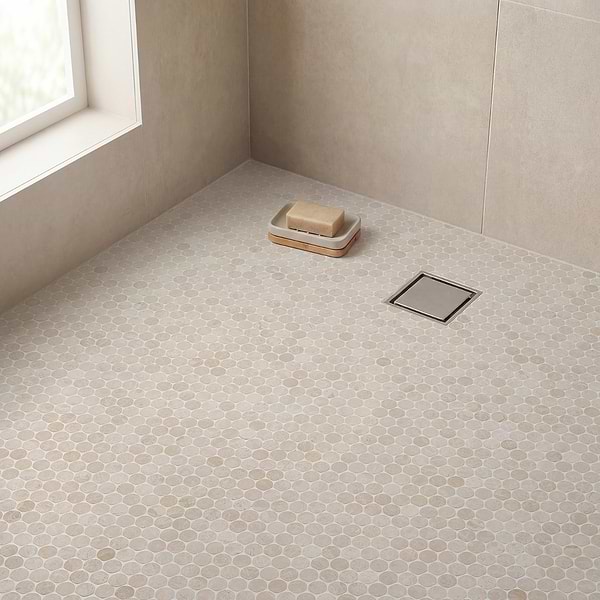 Cream Misto Beige 1" Penny Round Honed Marble Mosaic Tile