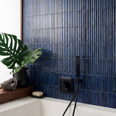 Curve Fluted Blue 6x12 3D Glossy Ceramic Tile
