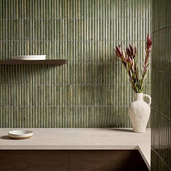 Curve Fluted Green 6x12 3D Glossy Ceramic Tile