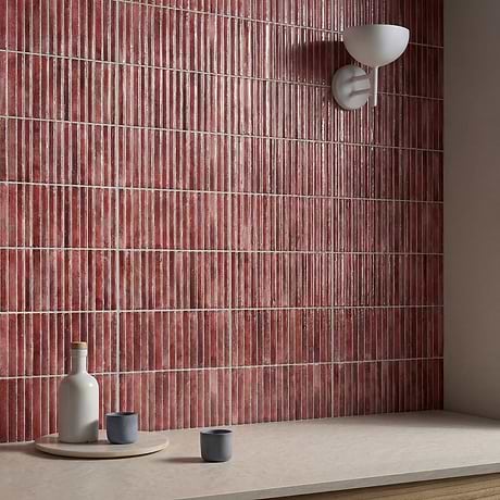 Curve Fluted Red 6x12 3D Glossy Ceramic Tile