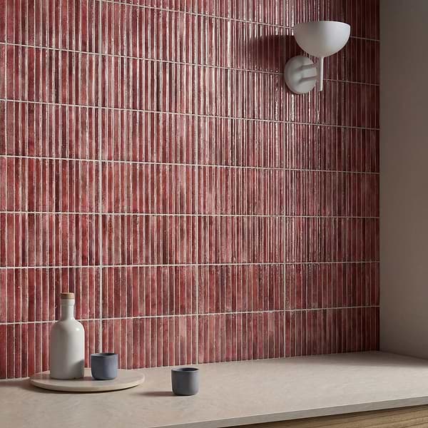Curve Fluted Red 6x12 3D Glossy Ceramic Tile