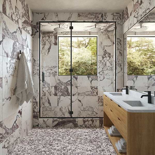 Calacatta Viola Premium 1x1 Hand Clipped Honed Marble Mosaic Tile