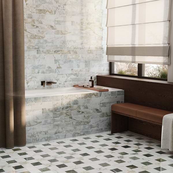 Calacatta Verde Premium 3x12 Honed Marble Tile