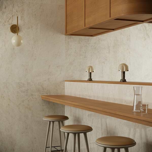 Grand Taj Mahal Fawn Beige 48x48 Stone Look Matte Porcelain Tile in Beige, View 2, open zoomed image