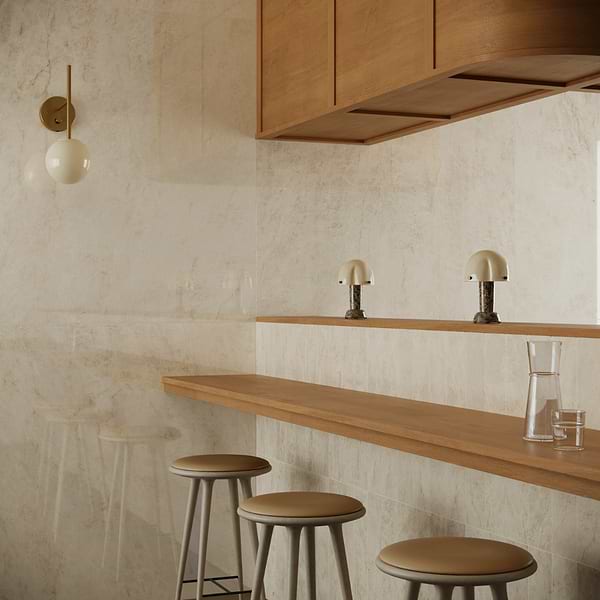 Grand Taj Mahal Fawn Beige 48x48 Stone Look Polished Porcelain Tile in Beige, View 2, open zoomed image