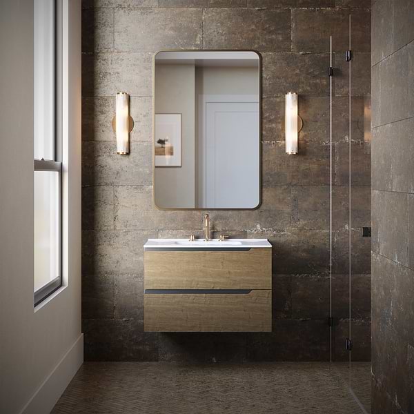 Portrait Copper 1x4 Herringbone Matte Mosaic Tile in Bronze, View 2, open zoomed image