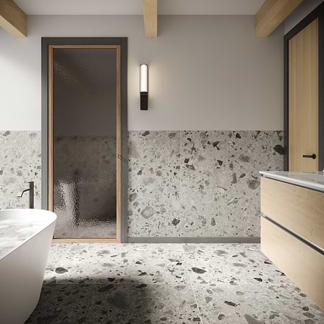 Rizo Pavement Gray 48x48 Terrazzo Look Matte Porcelain Tile