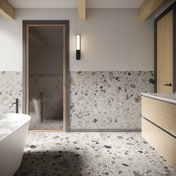 Rizo Pavement Gray 48x48 Terrazzo Look Matte Porcelain Tile
