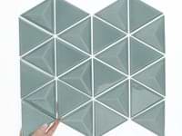Brookline Triangle Marine Blue 4" Glossy Ceramic Mosaic Tile