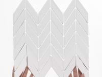 Brookline Chevron Cloud White 1x5 Glossy Ceramic Mosaic Tile