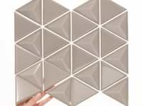 Brookline Triangle Warm Gray 4" Glossy Ceramic Mosaic Tile