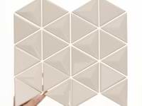 Brookline Triangle Mushroom Gray 4" Glossy Ceramic Mosaic Tile