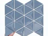 Brookline Triangle Coastal Blue 4" Glossy Ceramic Mosaic Tile