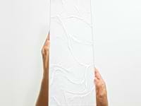 Sonya Waves Pearl White 6x16 Frosted Glass Tile