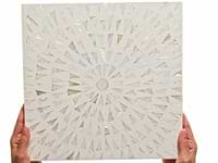 Estee Frosty White 12x12 Polished Pearl Inlay and Cement Tile