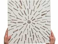 Estee Golden White 12x12 Polished Pearl Inlay and Cement Tile