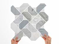 Isobel Glacier Gray Polished Marble Luxury Mosaic Tile