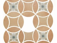 Raval Peach Terracotta 3x8 Petal and 6x6 Kite with Deco Carlota Multicolor Kite Matte Porcelain Tile
