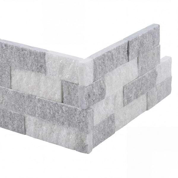 Tenerife Glacier Gray 6x24 Splitface Marble Stacked Stone Corner