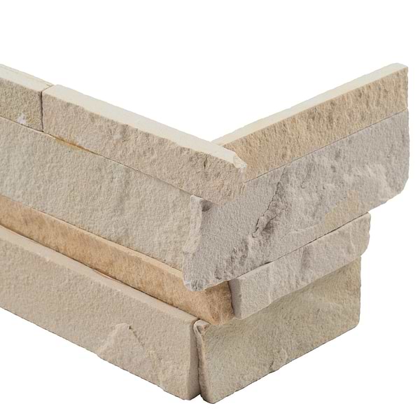 Tenerife Portland Beige 6x24 Splitface Sandstone Stacked Stone Corner