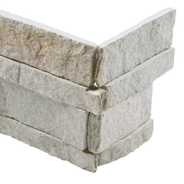 Tenerife Classic Silver 6x24 Splitface Quartzite Stacked Stone Corner