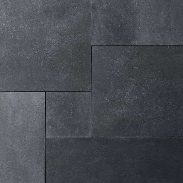 Sendero Carbon Black French Pattern Tumbled Limestone 2CM Outdoor Paver