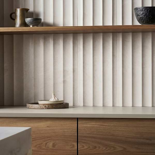 Vanilla Fluted Warm White 12x24 3D Honed Marble Tile in Warm White, View 1