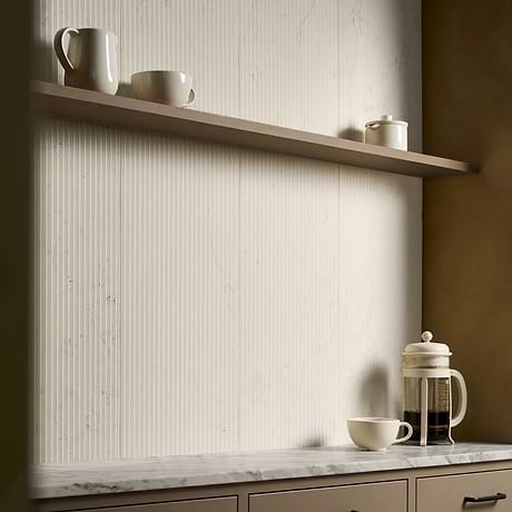 Stonework Pleat Bianco Perlino 12x24 3D Honed Marble Tile