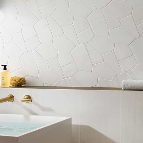 Nature Organica White Dolomite Honed Marble Mosaic Tile