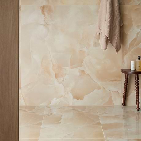 Harmonyx Champagne Beige 48x48 Onyx Look Satin Porcelain Tile