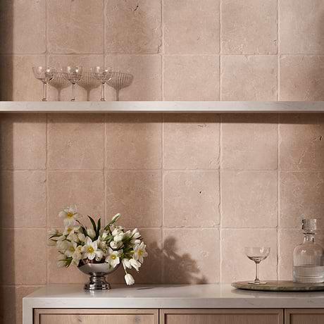 Rosa Perlino 8x8 Tumbled Marble Tile