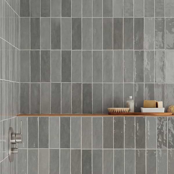 Portmore Gray 3x8 Glossy Ceramic Subway Tile