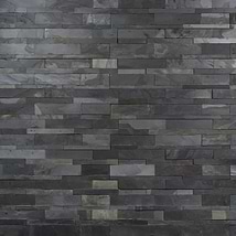Tenerife Midnight Black 6x24 Splitface Slate Stacked Stone Tile