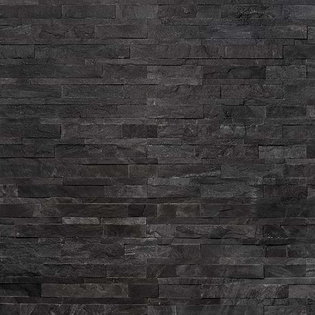 Tenerife Titanium Black 6x24 Splitface Quartzite Stacked Stone Tile