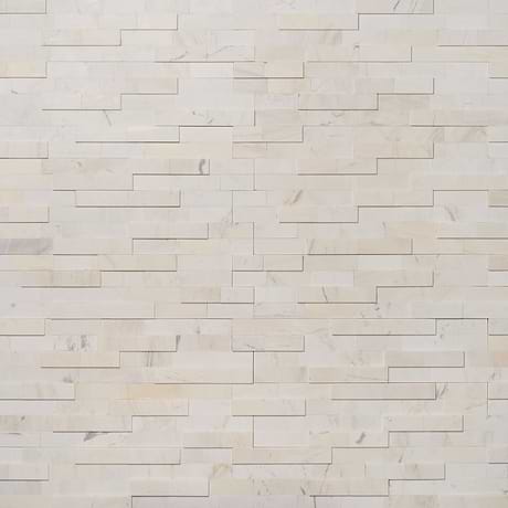 Tenerife Aspen White 6x24 Honed Marble Stacked Stone Tile