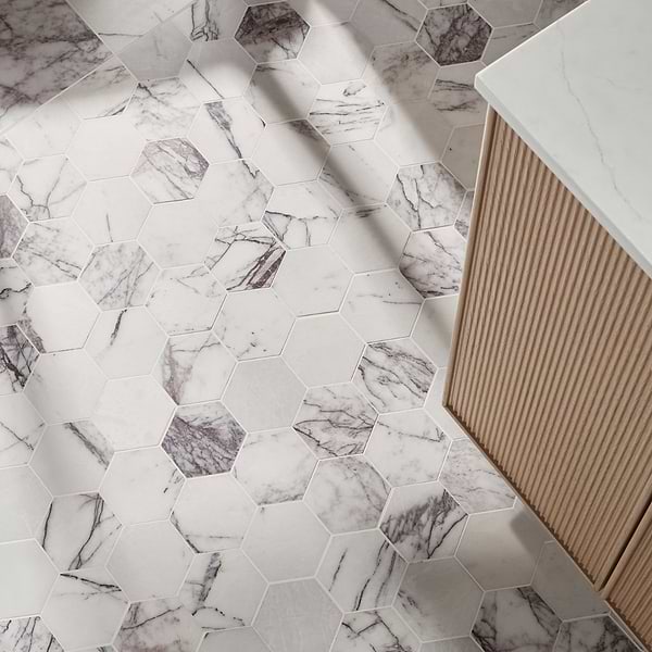 Lilac Premium 4" Hexagon Polished Marble Mosaic Tile